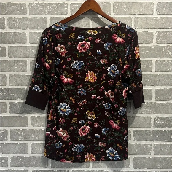 Sundance Dark Floralā 3/4 Sleeve Thermal Womens Size Medium Top - Picture 8 of 8